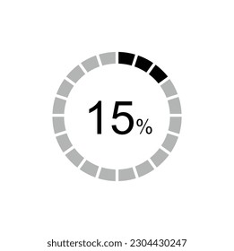 15% percentage display scale, 15% black thin outline graphics. design element for infographics.