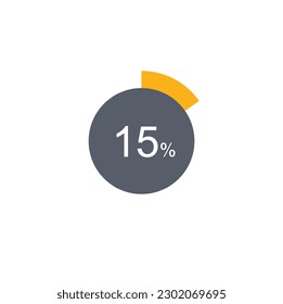 15% percentage infographic circle icons,15 percents pie chart infographic elements for Illustration, business, web design.