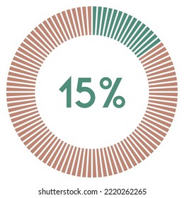 15 percent,circle shape percentage diagram symbol,transparent background.