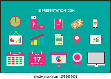 15 Presentation Icon. Vector Illustration
