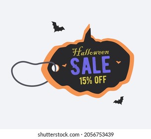 15% price tag - Halloween pumpkin price tag with string.