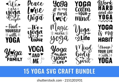 15 professional yoga SVG craft design, yoga day SVG bundle, yoga bundle vector, yoga clipart