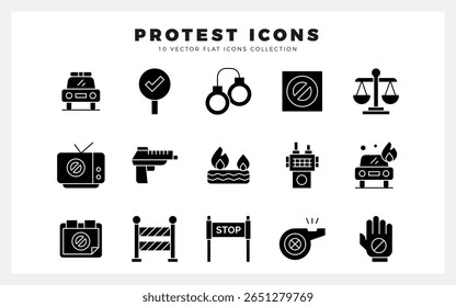15 Protestar ícone de Glifo pack. ilustração vetorial.