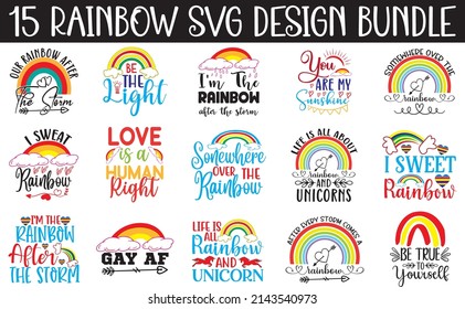 15 rainbow svg design bundle svg