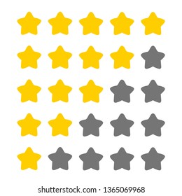 1-5 rating stars, cute yellow star icon vector