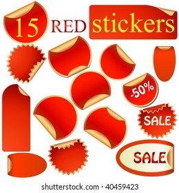15 Red Stickers vector