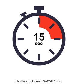 15 sec stopwatch icon on white background.
