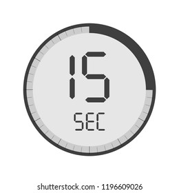 15 second icon,time,stopwatch sign isolated on white background, timer, countdown,clock illustration for graphics,web design,logos and apps