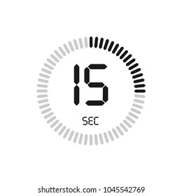 The 15 seconds, stopwatch vector icon, digital timer. Clock and watch, timer, countdown symbol. 