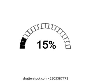 15% semicircle percentage diagrams, 15 Percentage ready to use for web design, infographic or business.