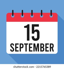 15 September Calendar. Blue Background. Vector Calendar.