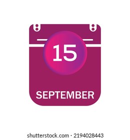 15 september, september calendar icon with date
