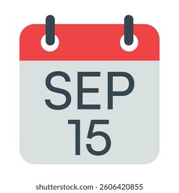 15 September Calendar Icon, Isolated Vector Calendar Icon.