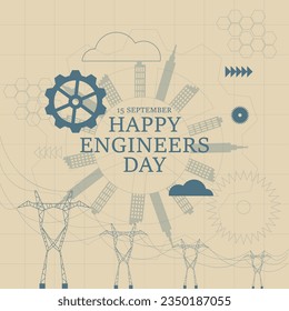 15 September happy engineers day India. vector illustration.