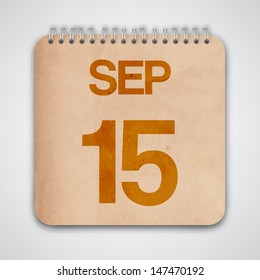 15 September on Old Notebook Vector 