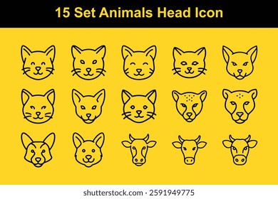 15 Set Animals Head Icon