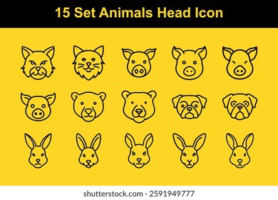 15 Set Animals Head Icon