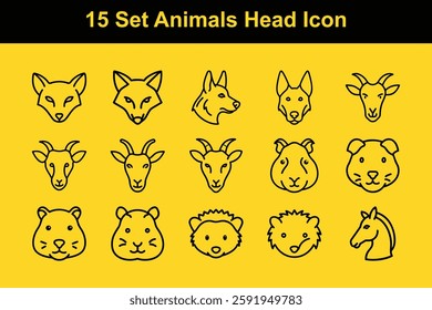 15 Set Animals Head Icon