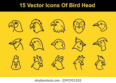  15 Set of Bird Head icon