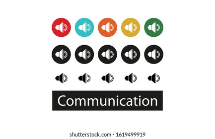 15 Set Communication - Business Icons Full Color. Realistic Set. Vector Editorial