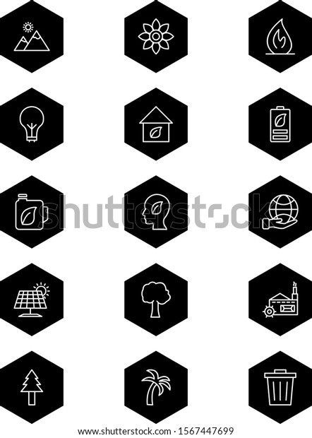 15 Set\
Of eco icons isolated on white\
background...\
