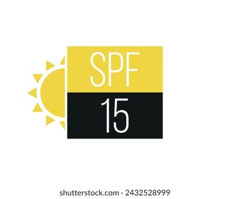 15 SPF vector. Block sunlight, protection for UV, UVA and UVB rays. Design for cosmetics and cream