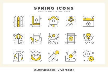 15 Spring Two Color icon pack. ilustração vetorial.