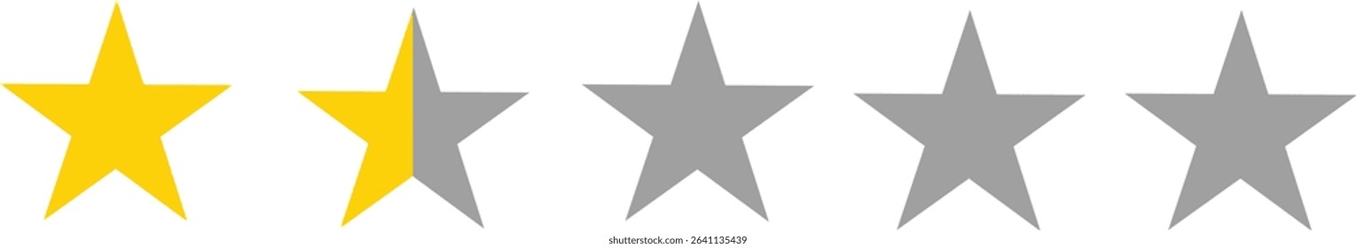 1.5 star review icon vector