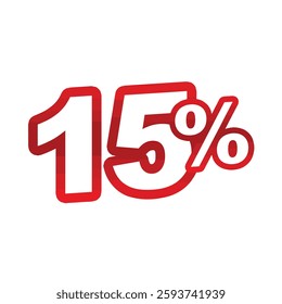 15% symbol to be used in discount, campaign and sale designs on a white background. vector