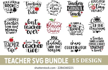 15 Teacher Svg Bundle, Teacher Quote Svg