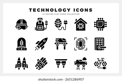 15 Tecnología del paquete de iconos de Future Glyph. Ilustración vectorial.