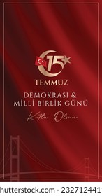 15 temmuz demokrasi ve milli birlik gunu vector illustration image. (15 July, Democracy Republic of Turkey celebration card.) social media vector.