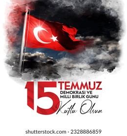 15 temmuz demokrasi ve milli birlik gunu vector illustration image. (15 July, Democracy Republic of Turkey celebration card.) social media vector