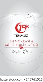 15 Temmuz Demokrasi ve Milli Birlik Gunu Vektorillustration Bild. (15. Juli, Demokratische Republik Türkei-Feier-Karte.) Social Media-Vektorgrafik.