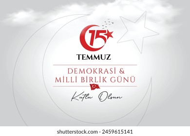 15 Temmuz Demokrasi ve Milli Birlik Gunu Vektorillustration Bild. (15. Juli, Demokratische Republik Türkei-Feier-Karte.) Social Media-Vektorgrafik.