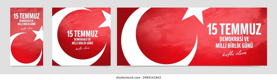 15 Temmuz Demokrasi ve Milli Birlik Gunu. Translation from Turkish: The Democracy and National Unity Day of Turkey, veterans and martyrs of 15 July. 
Vector Turkey Istanbul illustration.