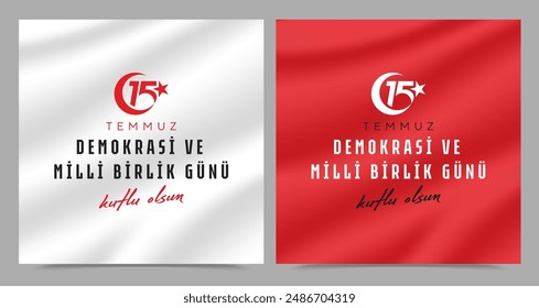 15 Temmuz Demokrasi ve Milli Birlik Gunu. Translation from Turkish: The Democracy and National Unity Day of Turkey, veterans and martyrs of 15 July. 
Vector Turkey Istanbul illustration.