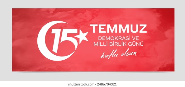 15 Temmuz Demokrasi ve Milli Birlik Gunu. Translation from Turkish: The Democracy and National Unity Day of Turkey, veterans and martyrs of 15 July. 
Vector Turkey Istanbul illustration.