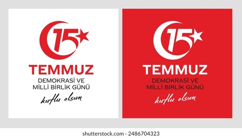 15 Temmuz Demokrasi ve Milli Birlik Gunu. Übersetzung aus dem Türkischen: Der Tag der Demokratie und der nationalen Einheit der Türkei, Veteranen und Märtyrer vom 15. Juli. 
Vektorgrafik Türkei Istanbul Illustration.