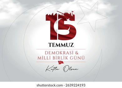 15 temmuz demokrasi ve milli birlik gunu vector illustration image. (15 July, Democracy Republic of Turkey celebration card.) social media vector.