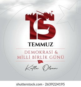 15 temmuz demokrasi ve milli birlik gunu vector illustration image. (15 July, Democracy Republic of Turkey celebration card.) social media vector.