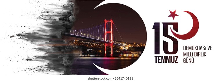 15 temmuz demokrasi ve milli birlik gunu vector illustration image. (15 July, Democracy Republic of Turkey celebration card.) social media vector