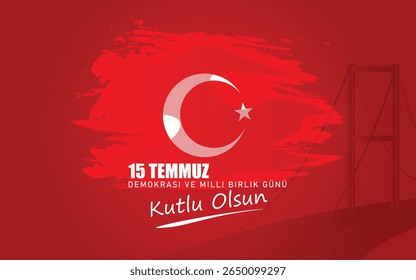 15 Temmuz Demokrasi ve Milli Birlik Gunu. Tradução do turco: Dia da Democracia e da Unidade Nacional da Turquia, veteranos e mártires de 15 de julho. Ilustração do vetor Turquia.