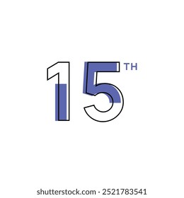 15 Th Anniversary Number Design Flat Style Collection Vector Template Illustration