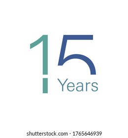 Cifras del 15 aniversario. Logotipo de 15 años. Felicitaciones simples. Plantilla de diseño web gráfico abstracto aislado. Concepto moderno de felicitación.