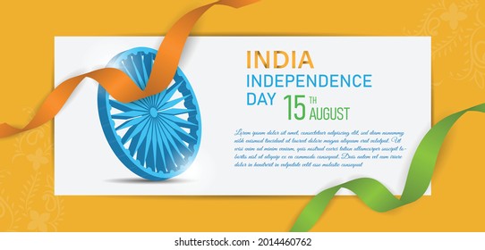 15 th August Indian Independence Day banner template design with Indian flag and Ashoka Chakra. vector illustration .