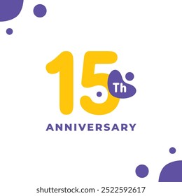 15 Th Fun Number Anniversary Celebration Design Illustration Collection