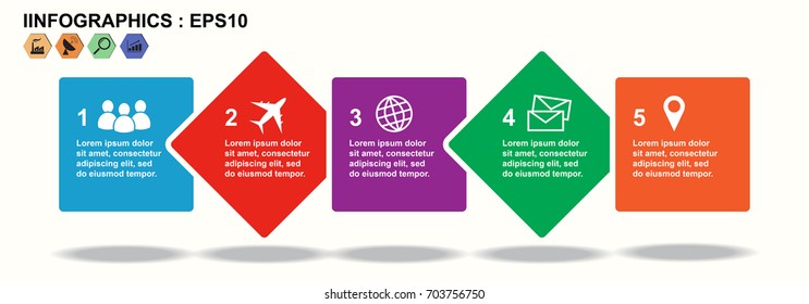 1-5 Timeline infographics design template, process diagram, Vector illustration EPS10.