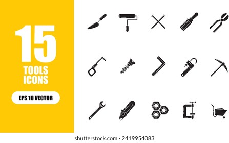 15 Tools Icon Illustration Collection