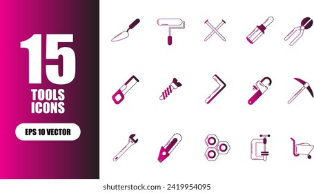 15 Tools Icon Illustration Collection